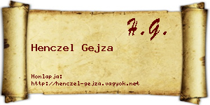 Henczel Gejza névjegykártya